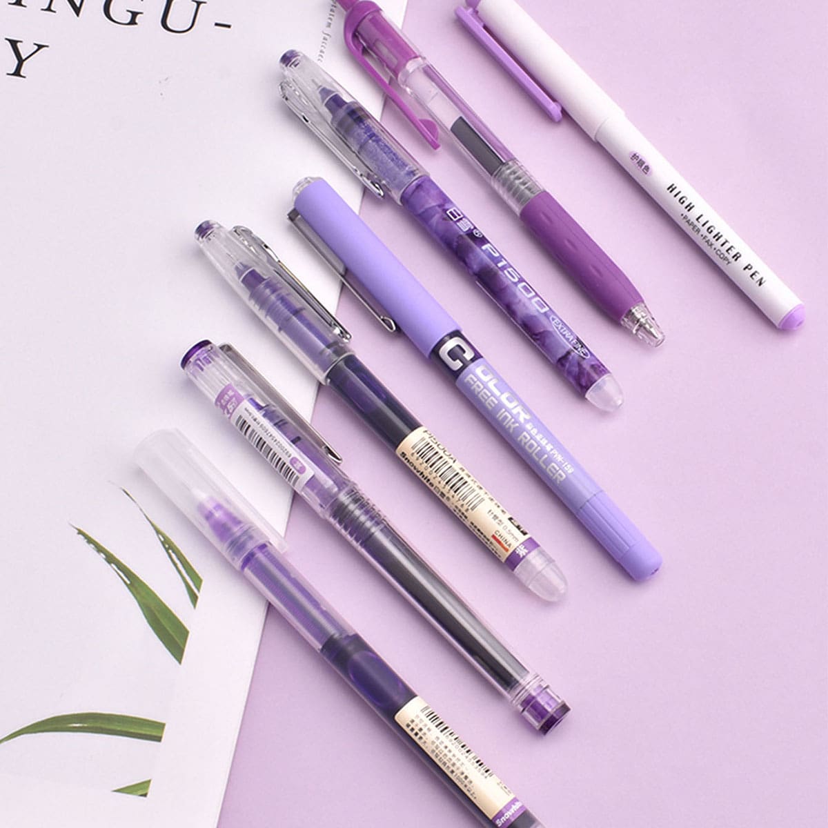 

7pcs 0.5mm Purple Ink Gel Pen Set