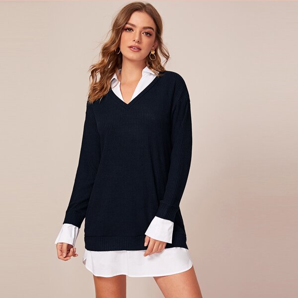 

Colorblock Shirt Dress, Navy blue