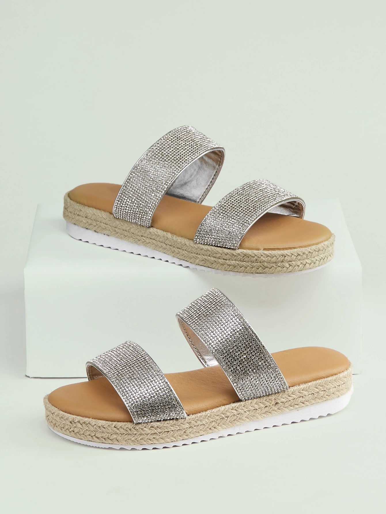 diamante slip on sandals