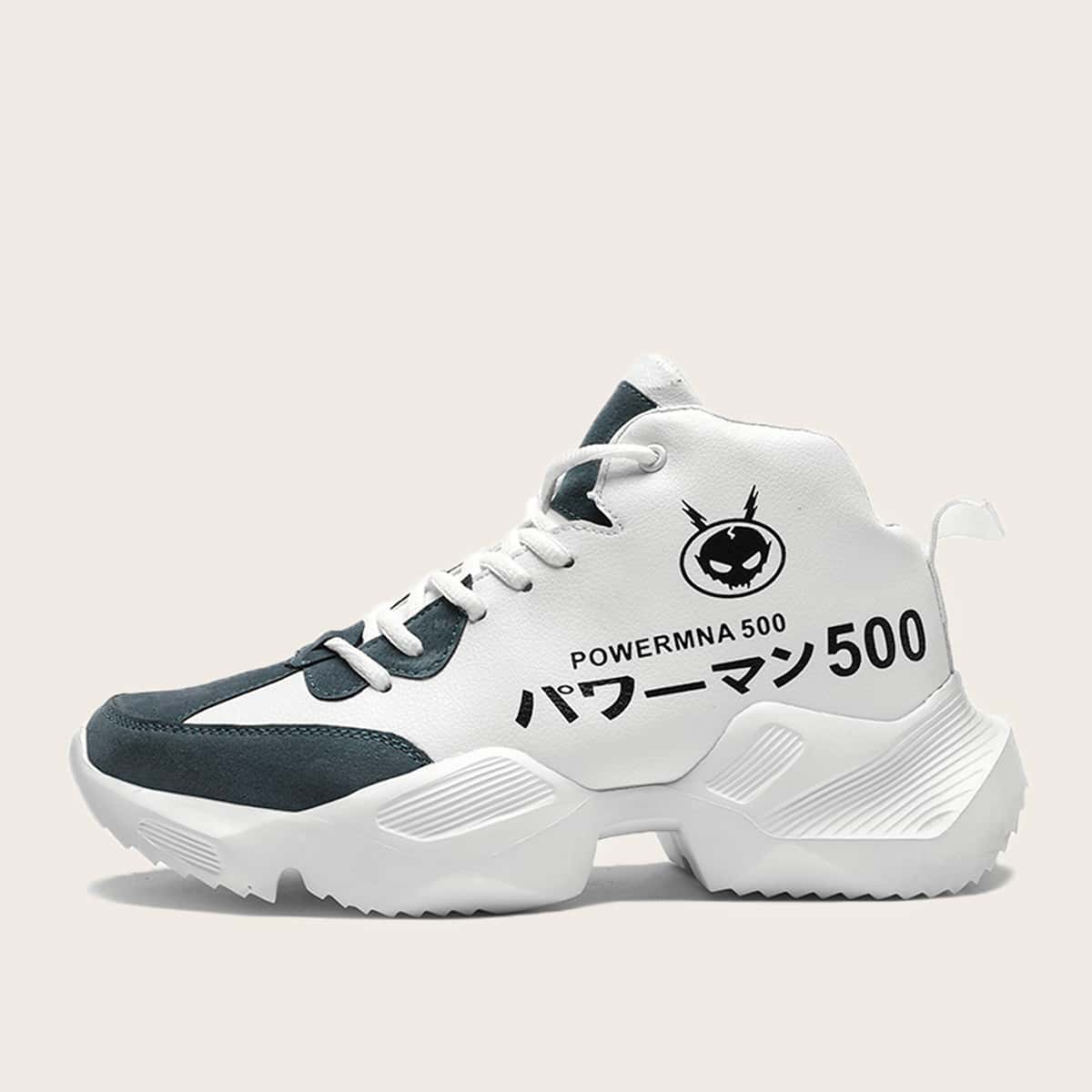 Guys Letter Graphic Lace-up Front Sneakers, White