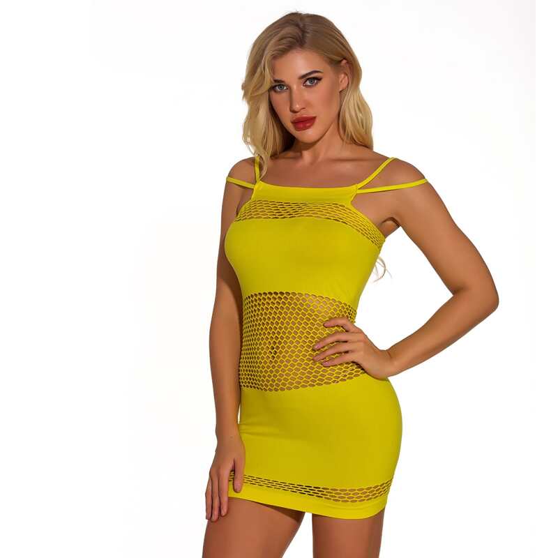 

Contrast Fishnet Dress, Yellow