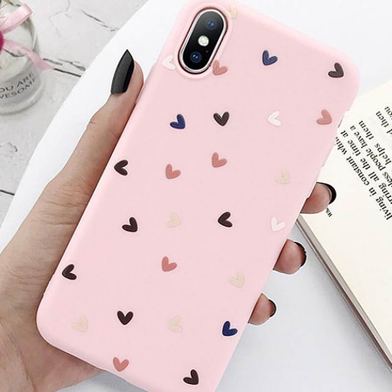 

Heart Print iPhone Case, Pink