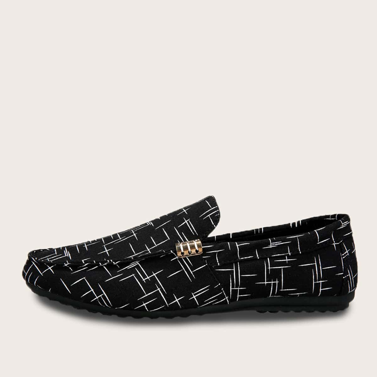 

Guys Metal Detail Canvas Loafers, Black