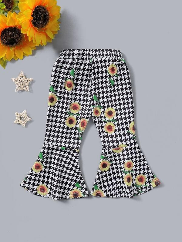 sunflower print flare pants