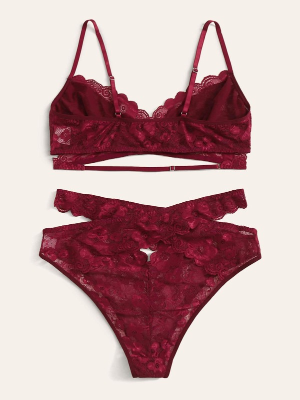 Plus Floral Lace Wrap Lingerie Set SHEIN USA