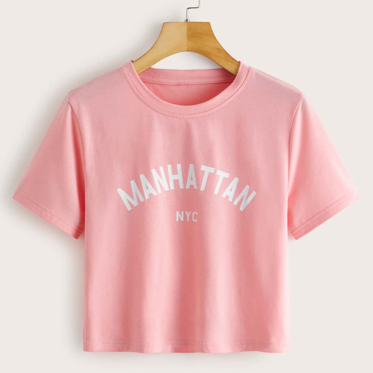 

Letter Graphic Pink Crop Tee