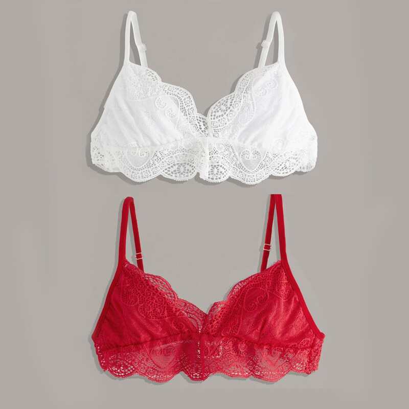 

2pack Floral Lace Bra Set, Multicolor