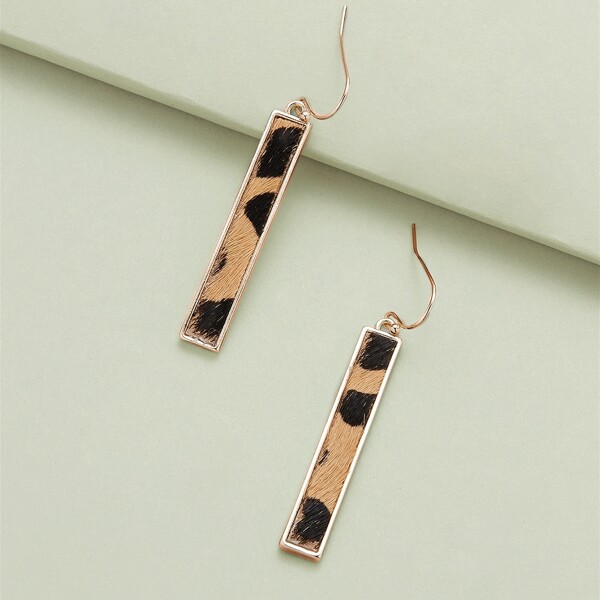 

1pair Leopard Print Rectangle Dangling Earrings, Multicolor
