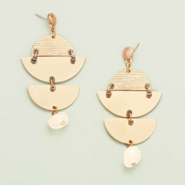 

1pair Half Circle Dangling Earrings, Gold