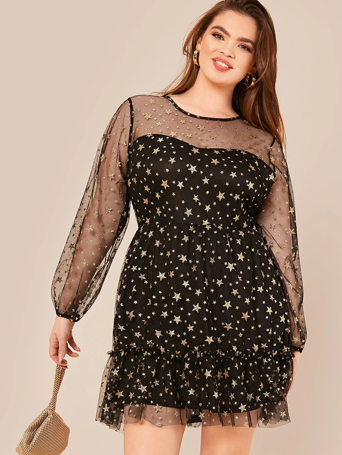 Star mesh overlay dress Clearance