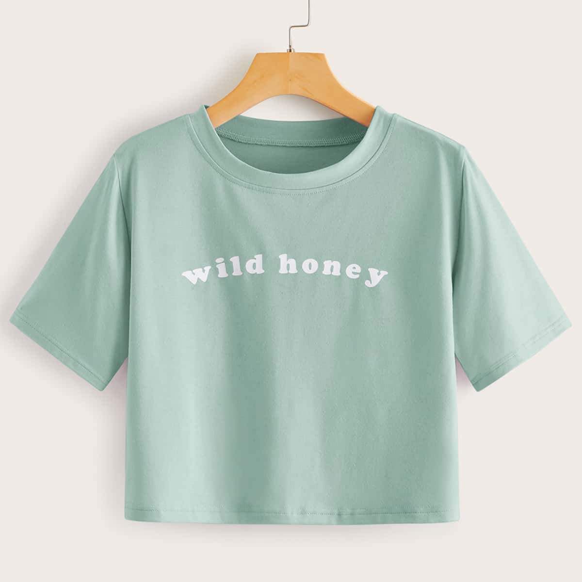 

Letter Graphic Crop Top, Green