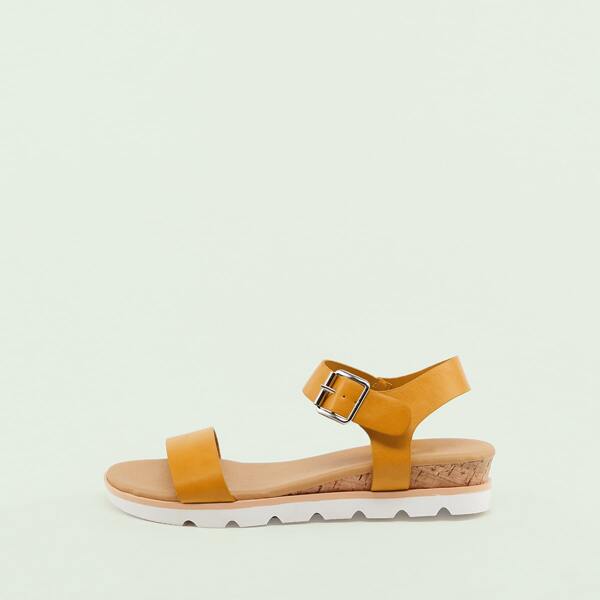 

Open toe Ankle Strap Low Platform Sandals, Yellow