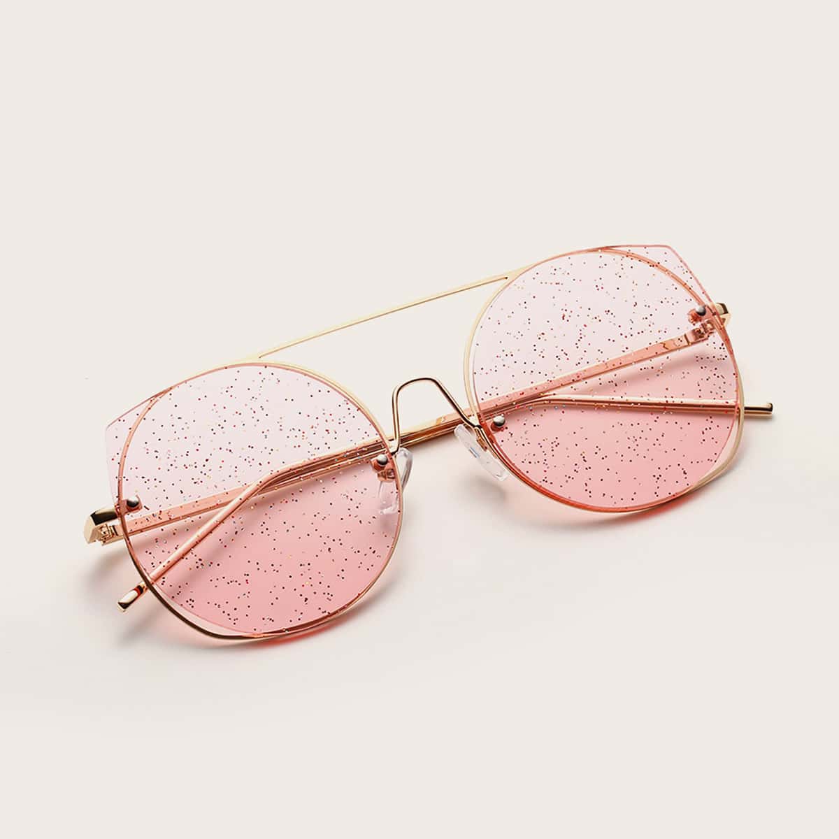 

Top Bar Metal Frame Sunglasses, Pink