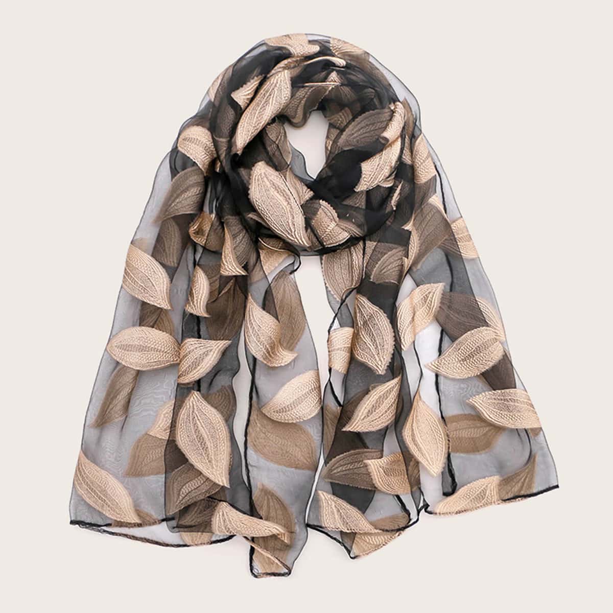 

Leaf Embroidery Scarf, Multicolor
