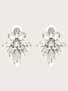 juran Pendientes gabados con diamante de imitación 1 par