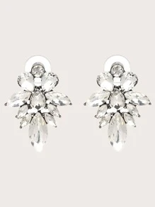 juran Pendientes gabados con diamante de imitación 1 par