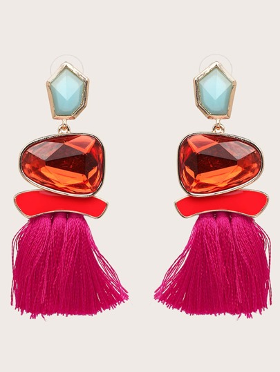 juran اقراط وردي شرابة الراتنجات الاصطناعية زوج واحد