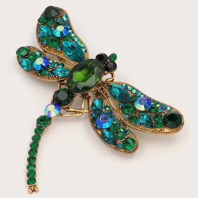 juran 1 Stück Brosche mit Strass und Libelle Design