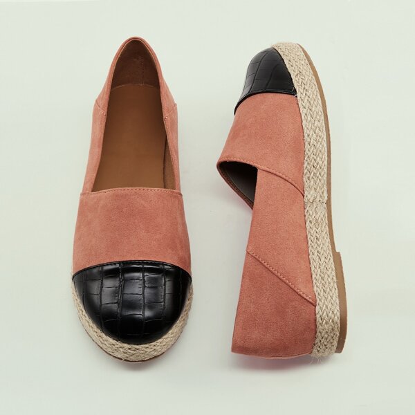 

Croc Toe Cap Flatform Slip On Espadrille Flats, Multicolor