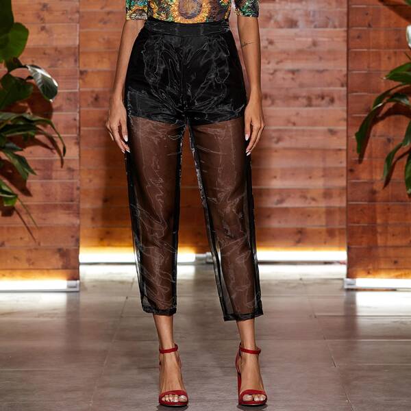 

2 In 1 Organza Pants, Black