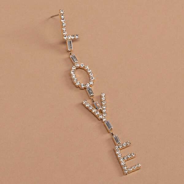

1pair Rhinestone Love Letter Dangling Earrings