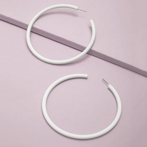 

1pair Extra Large Hoop Earrings, White