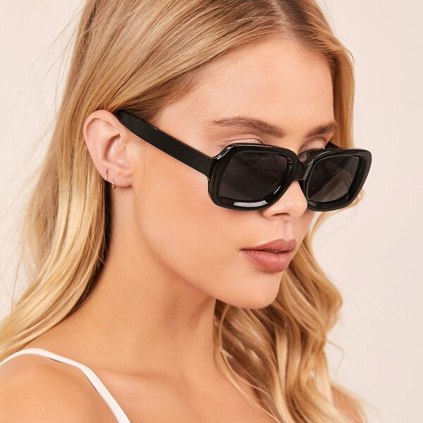 

Acrylic Slim Rectangle Sunglasses, Black