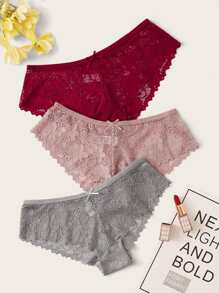 Set de bragas con encaje floral 3 paquetes - Multicolor - Ver 1