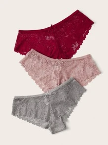 Set de bragas con encaje floral 3 paquetes - Multicolor - Ver 3