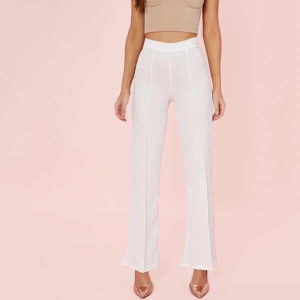 

Seam Detail Flare Leg Trouser Pants, White