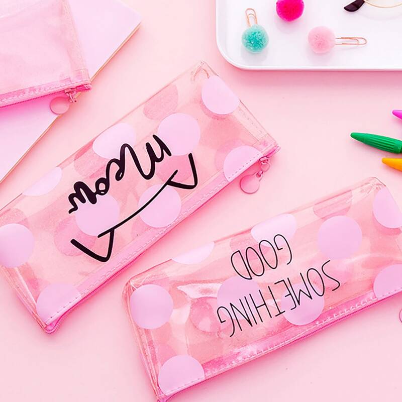 

1pc Cartoon Cat Print PVC Pencil Case