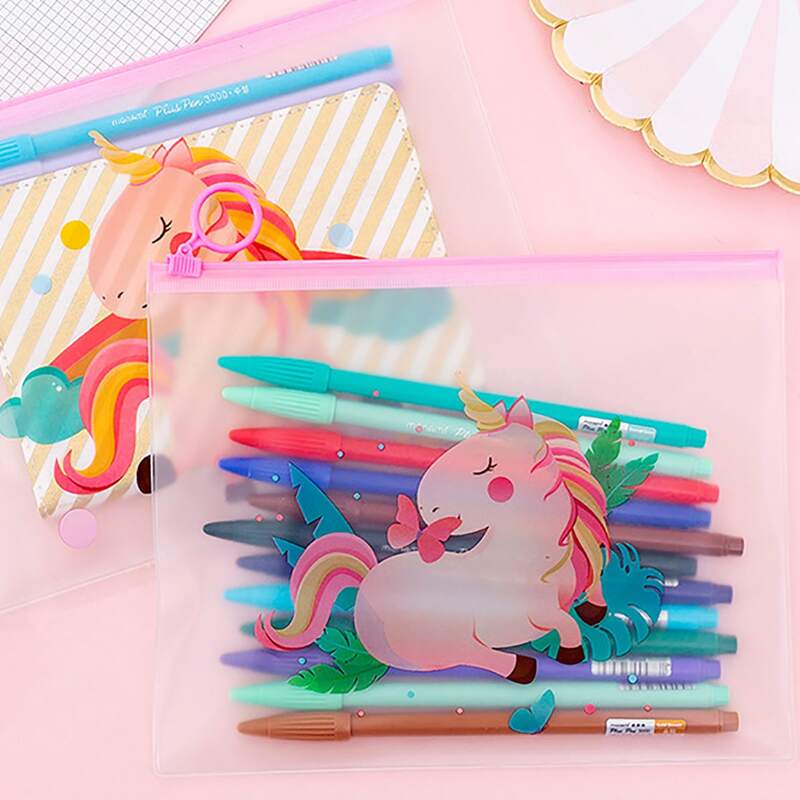 

1pc Random Cartoon Unicorn Print File Bag
