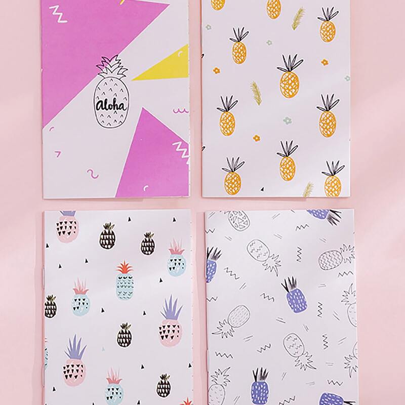 

4packs Pineapple Print Cover Notebook