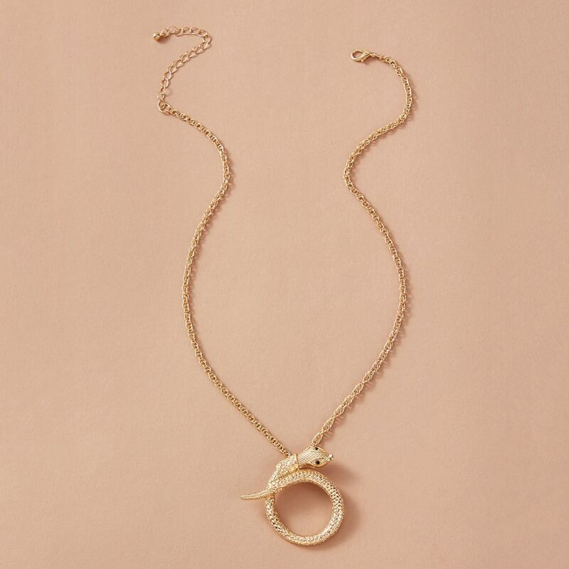 

1pc Snake Pendant Necklace, Gold