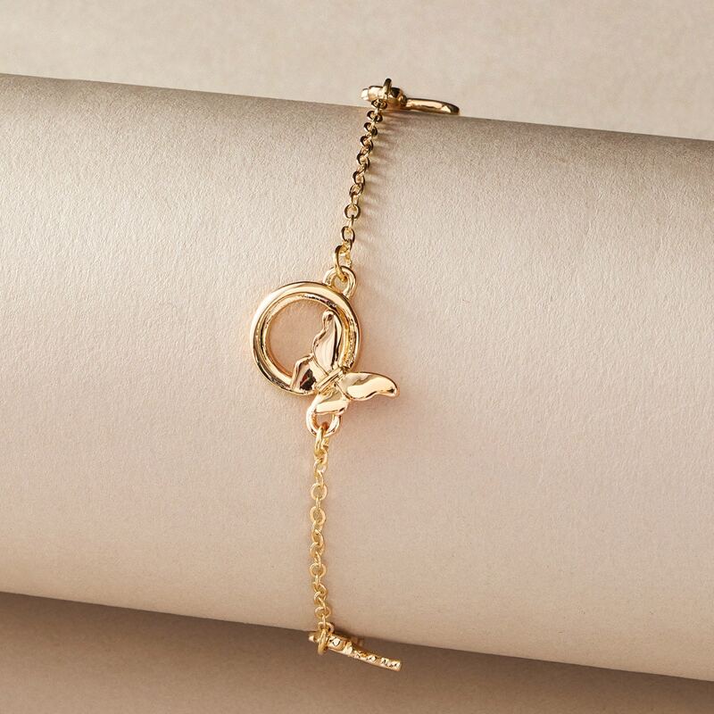 

1pc Butterfly Decor Bracelet, Gold