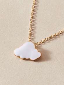 1pc Clouds & Plane Decor Necklace - Yellow Gold - View 4
