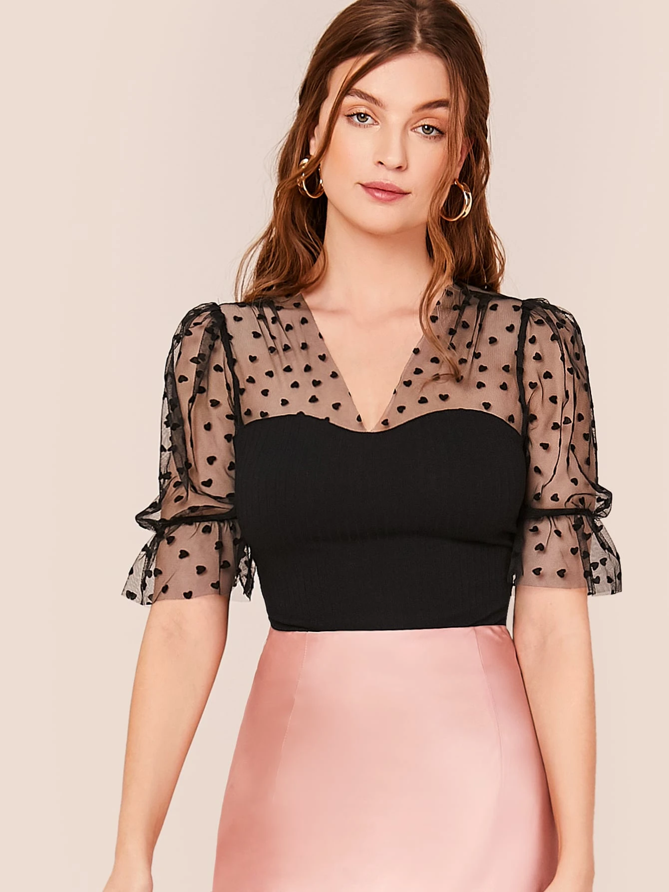 v neck sheer top
