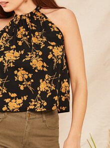 SHEIN 花卉圖案繞頸上衣 - 彩色 - 查看 4