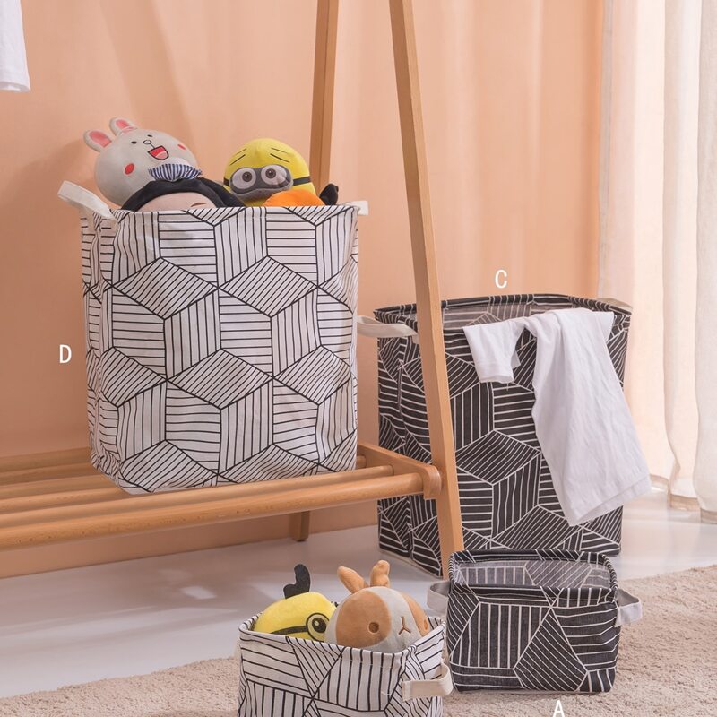 

1pc Geometric Pattern Storage Basket, Black and white