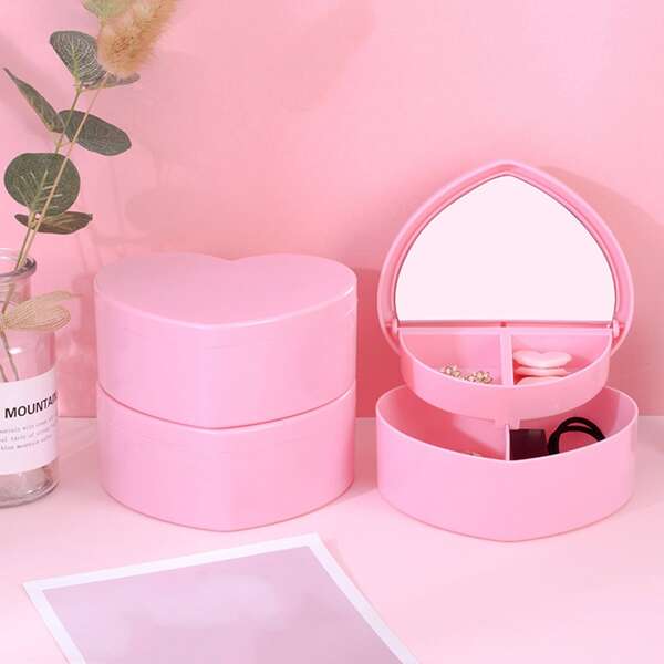 

Коробка для хранения ювелирных изделий в форме сердца 1шт, Розовые