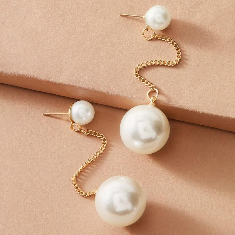 

1pair Faux Pearl Drop Earrings, Multicolor