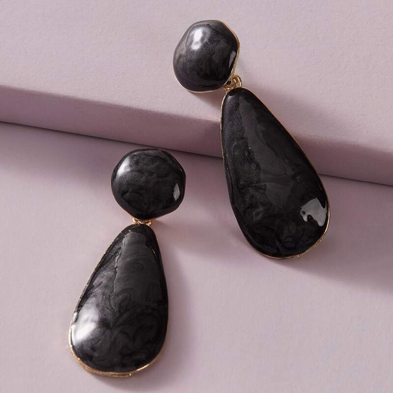 

1pair Water Drop Earrings, Black