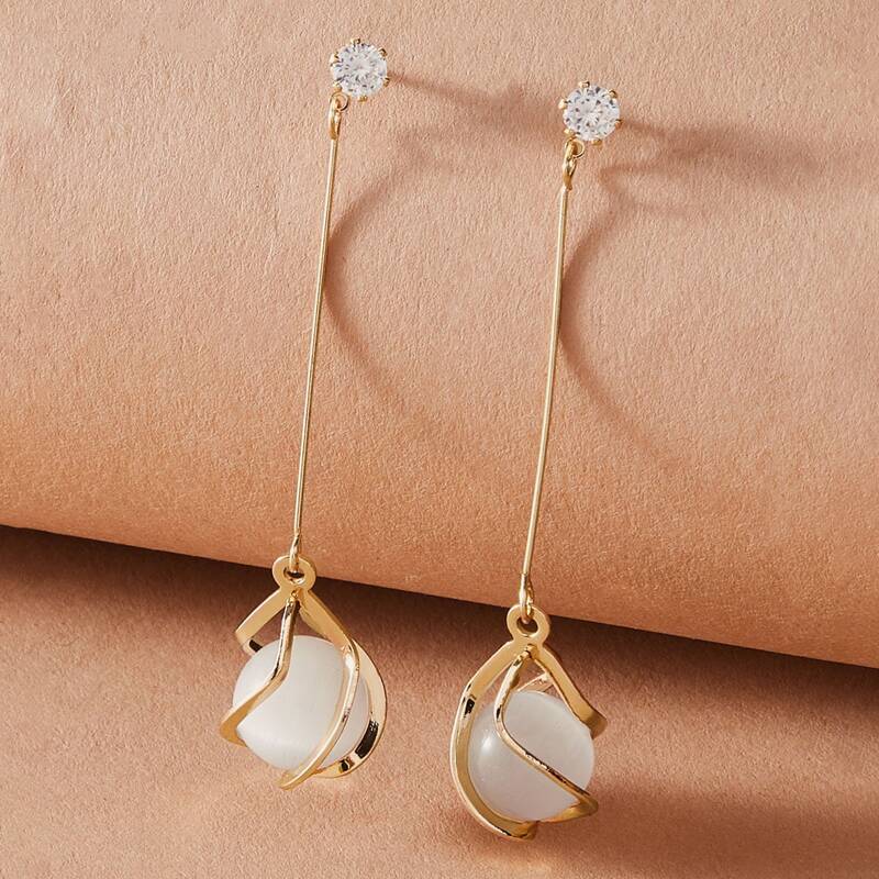 

1pair Rhinestone Decor Earrings, Multicolor