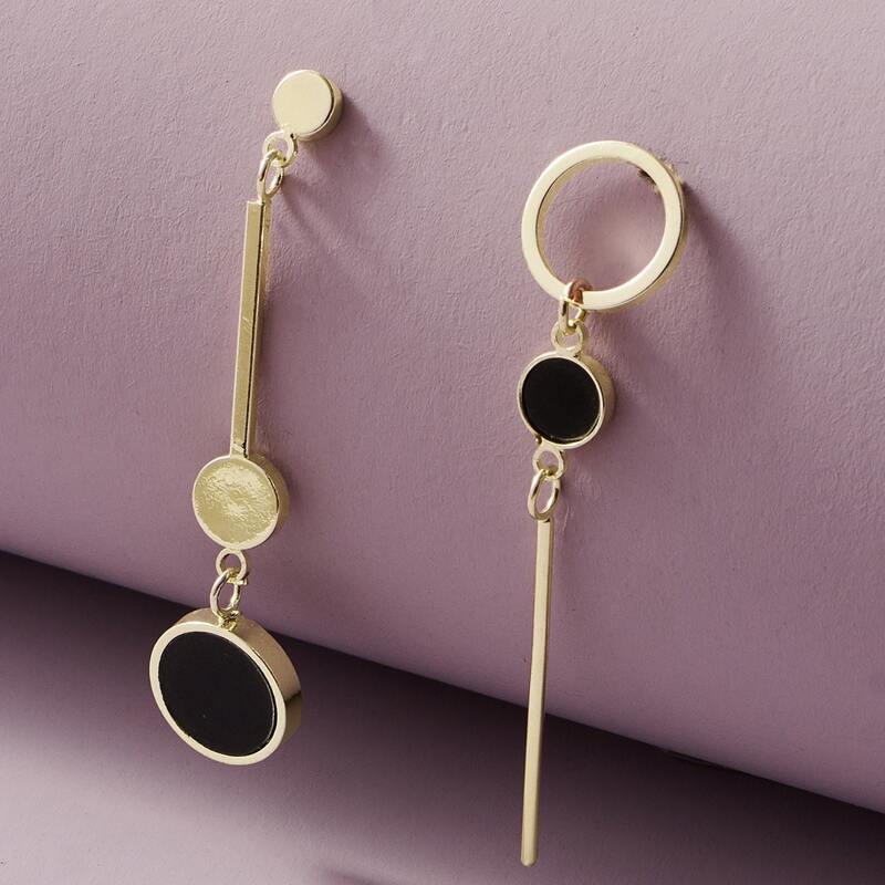 

1pair Minimalist Round Drop Earrings, Multicolor