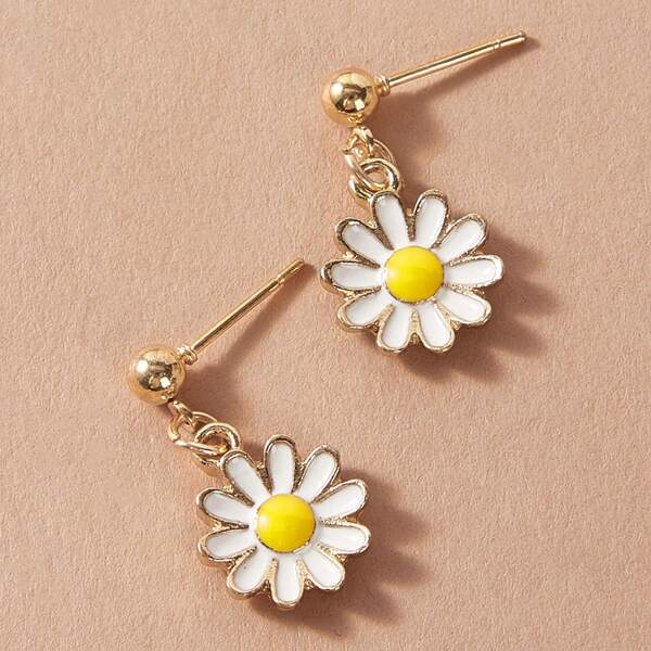 

1pair Flower Drop Earrings, Multicolor