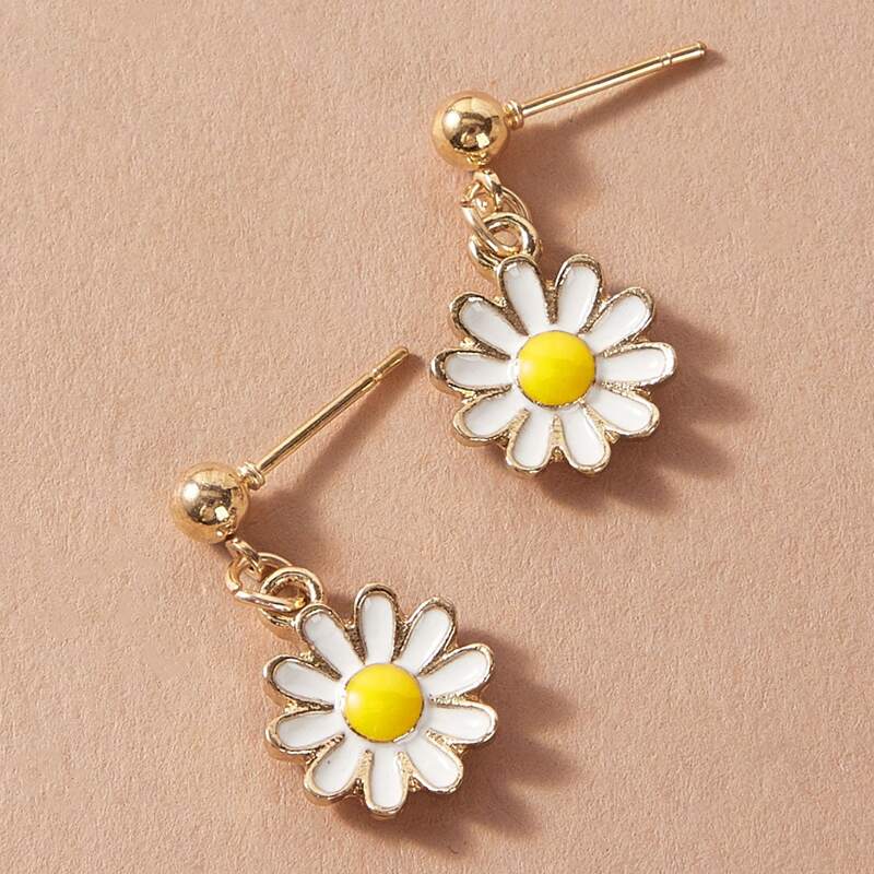 

1pair Flower Drop Earrings, Multicolor