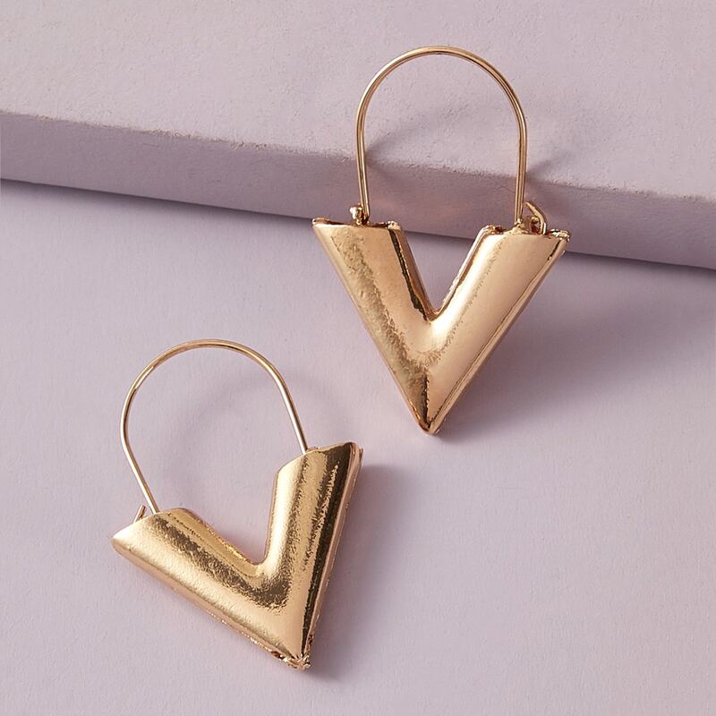 

2pairs Geometric Drop Earrings, Gold