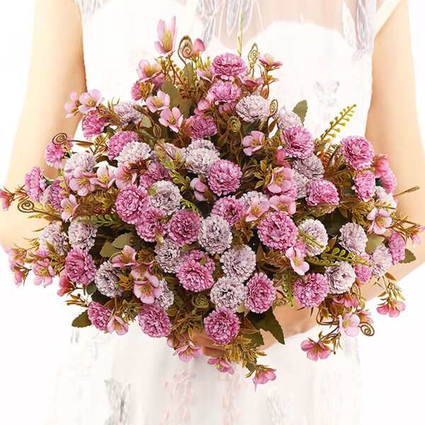 

1 Bundle Carnation Artificial Flower With 11pcs Head, Multicolor