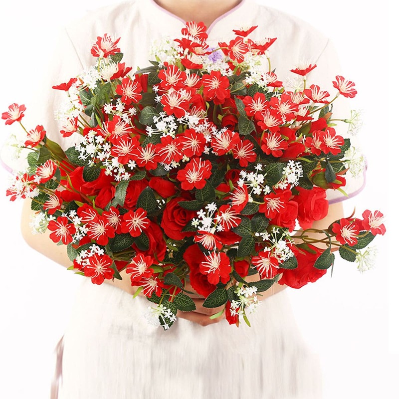 

1 Bundle Rose Artificial Flower With 5pcs Branch