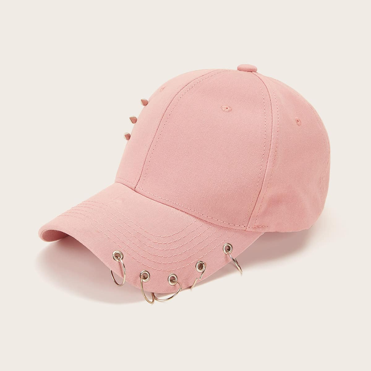 

Sun-proof Ring Decor Baseball Cap, Pink